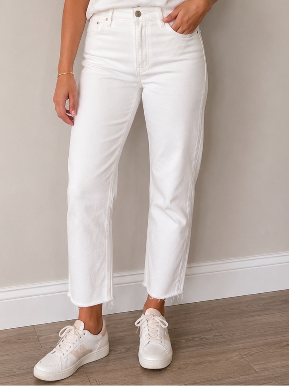 Hollister White High Rise Vintage Straight Jeans